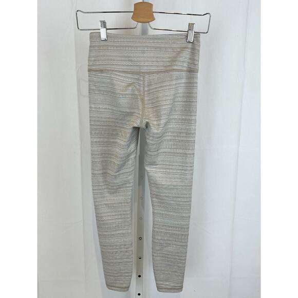 Athleta XS High Rise Jacquard Chaturanga 7/8 Tight Leggings Quail Beige - Picture 6 of 8
